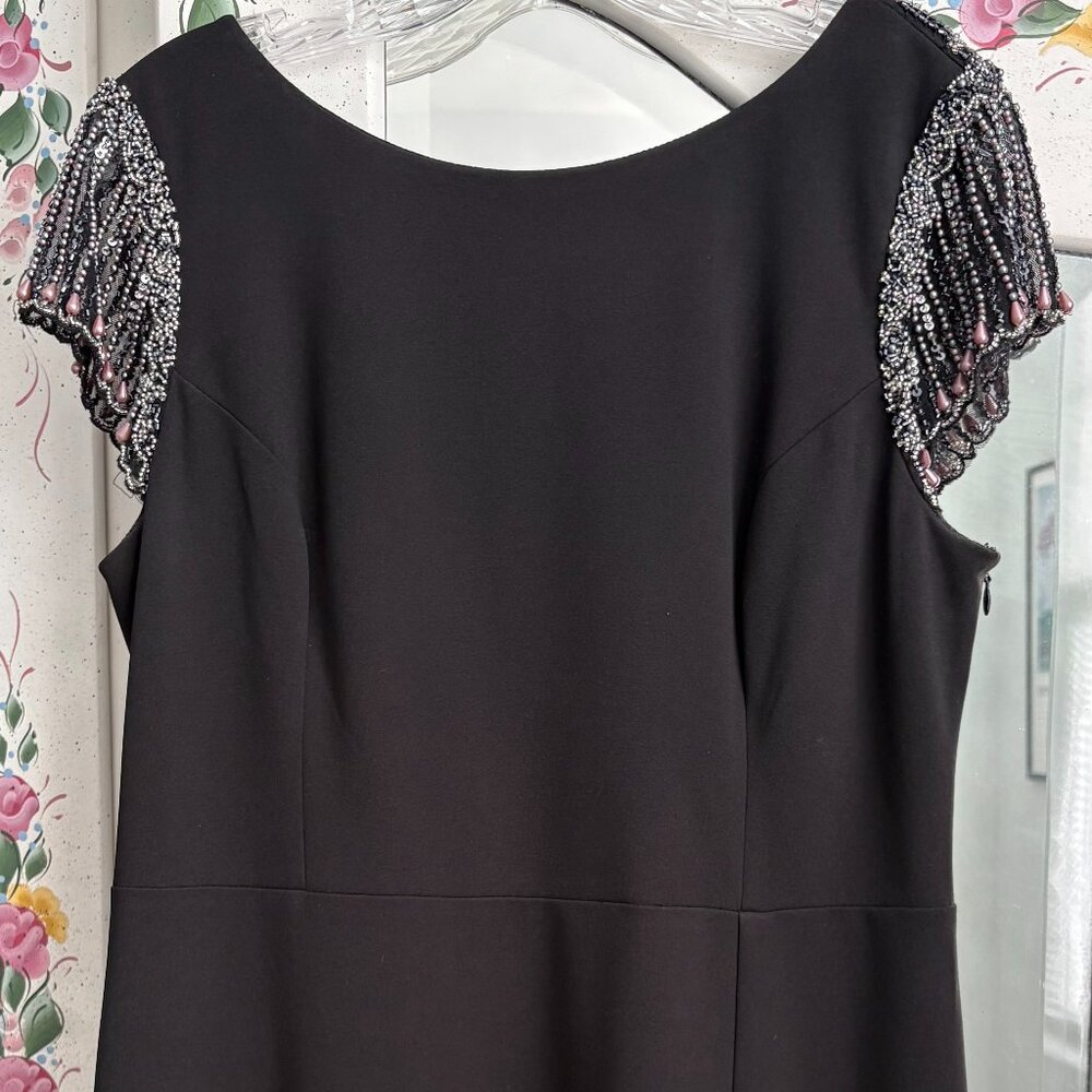 Aidan Mattox Black Beaded Gown